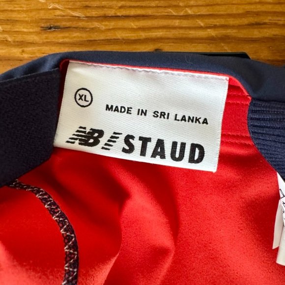 New Balance x Staud Red & Navy Colorblock Bra Top - Picture 2 of 5